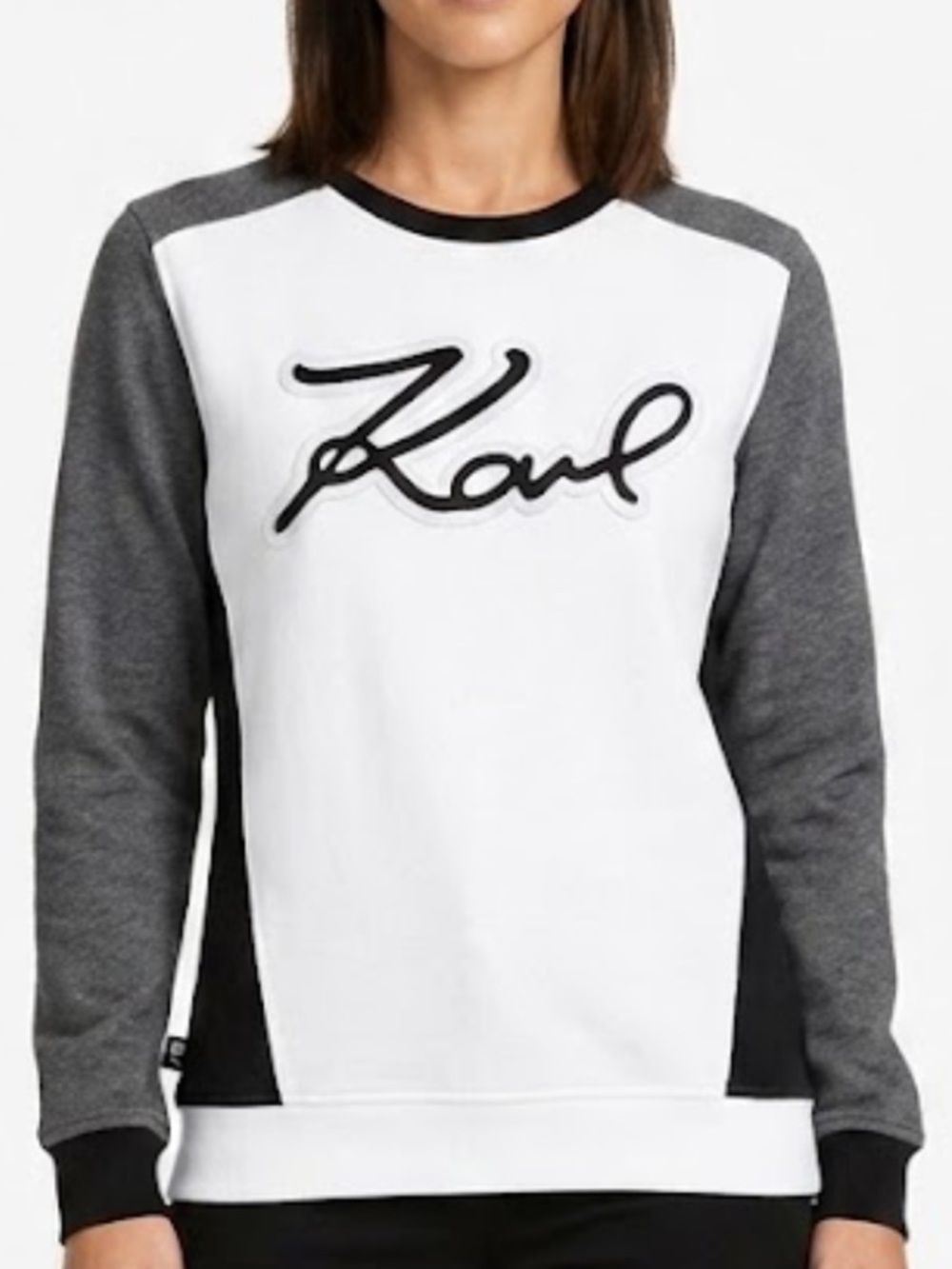 Karl Lagerfeld White, Gray & Black Logo Sweatshirt